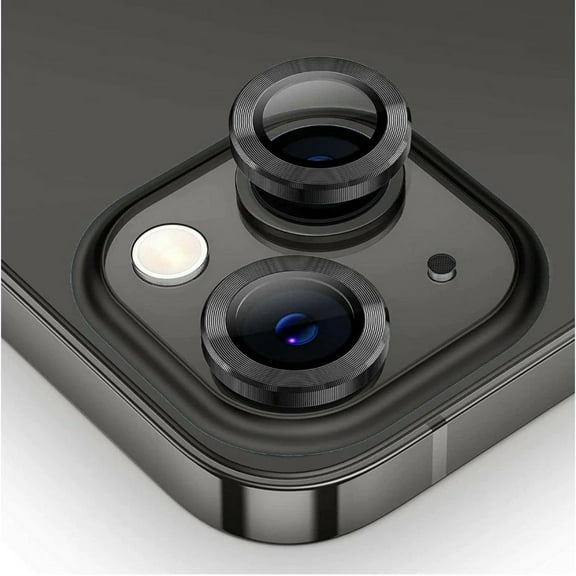 CASELIX Camera Lens Protectors for iPhone 13, Metal Full Cover Tempered Glass Circle Screen Camera Protection For Apple iPhone 13, Black