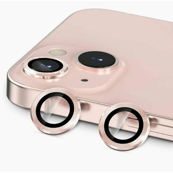 CASELIX Camera Lens Protectors for iPhone 13, Metal Full Cover Tempered Glass Circle Screen Camera Protection For Apple iPhone 13, Pink