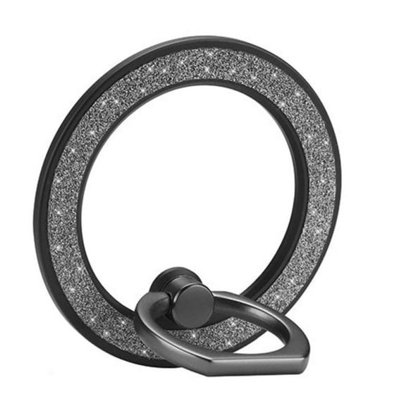 CASELIX Magnetic Phone Ring Holder MagSafe Accessories Adjustable Finger Ring Grip and Stand, Removable Wireless Charging Compatible MagSafe - Black Glitter