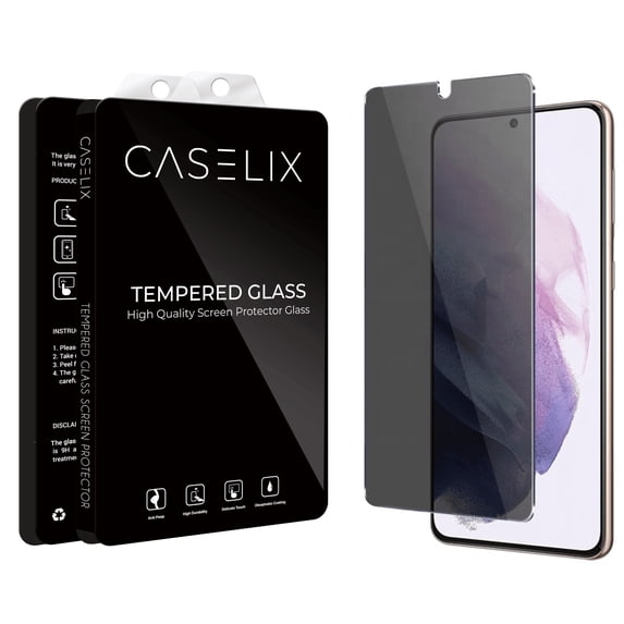 CASELIX Privacy Screen Protector for Samsung Galaxy S21 Plus 5G, Anti Spy 9H Hardness HD Tempered Glass Black Film for Samsung Galaxy S21 Plus 5G