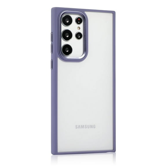 CASELIX Samsung Galaxy S22 Ultra Case Clear Metallic Hard PC Back & Flexible Bumper Shockproof Phone Case for Samsung S22 Ultra 5G, Clear Matte - Purple