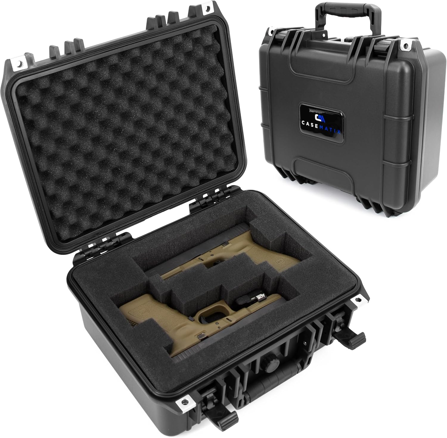 CASEMATIX 13" Two Gun Hard Case for 2 Handguns TSA Approved