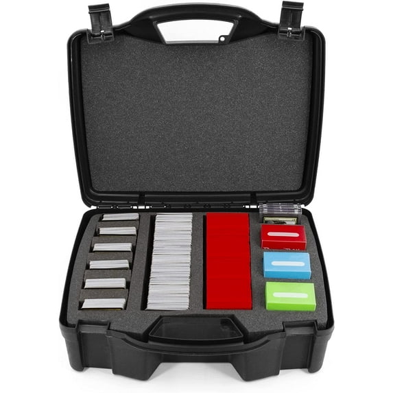 CASEMATIX 16" Trading Card Case and Card Game Organizer for 3200 Cards - Hard Shell Card Case Holder for Trading Cards with 40 Foam Cubes