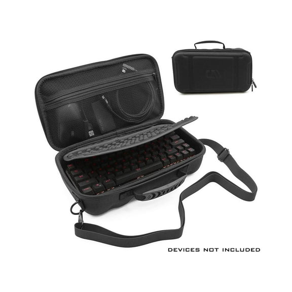CASEMATIX - 60% Keyboard Case Compatible with Keys up to 11.5" - Travel Case with Shoulder Strap and Netted Accessory Storage