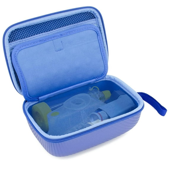 CASEMATIX Blue Travel Case Bag Fits Asthma Inhaler, Masks, Spacer Chamber and Small Accessories
