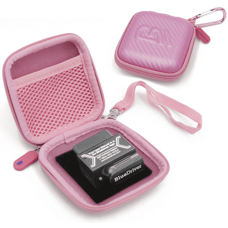 CASEMATIX Car and Auto Mini Carry Case Fits BlueDriver Professional OBDII OBD2 Scan Tool Monitor, Pink Case Only