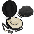 thumbnail image 1 of CASEMATIX Cowboy Hat Box and Portable Cowboy Hat Storage for Brims Up To 4.75" - Hard Shell Cowboy Hat Case with Adjustable Carry Strap, Luggage Strap, ID Slot and Foam Insert for Dipping Brim Hats, 1 of 6