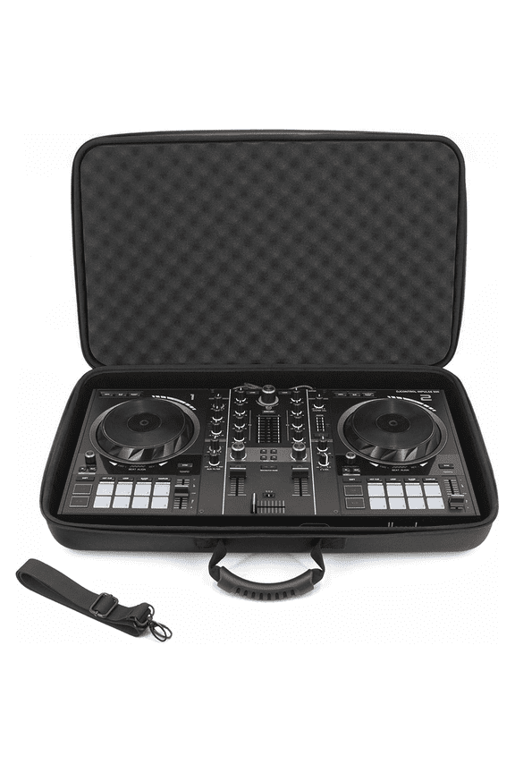 DJ Controller Travel Case Fits Hercules Inpulse 500 - Hard Shell DJ Mixer Carrying Case with Shoulder Strap & Impact-Absorbing Foam For Audio Controllers and Equipment, Black