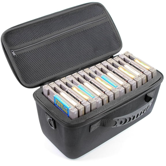 CASEMATIX Game Storage Case for NES Game Cartridsges Holds 15 Games Upright - Travel Game Holder with Shock-Absorbing Foam