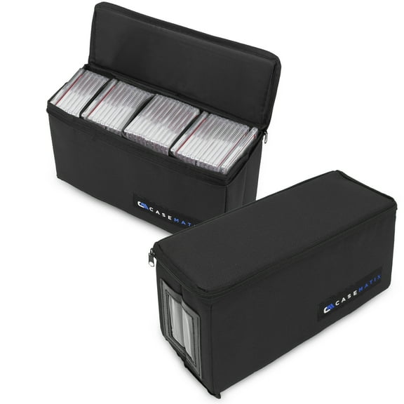 CASEMATIX Graded Card Case Fits 30 BGS PSA Graded Sports Trading Cards - Collapsible Graded Slab Trading Card Box with 3 Internal Dividers