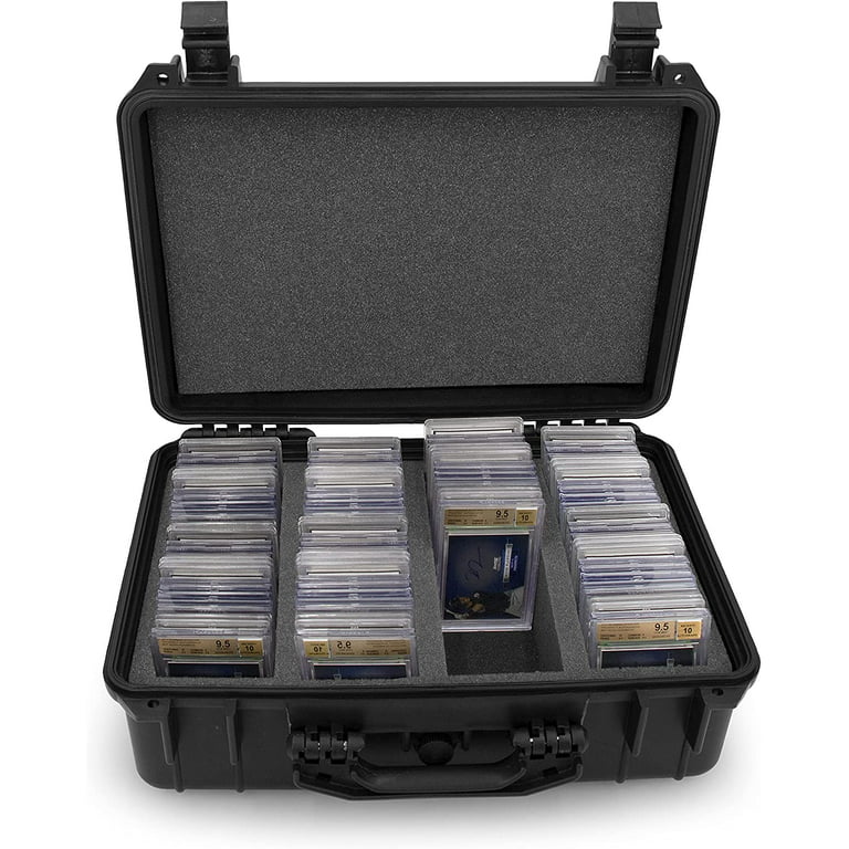 CASEMATIX Graded Card Storage Box Case Fits 120+ BGS PSA FGS Graded Sports  Cards and Toploaders - Waterproof Case with 4 Foam Slots 