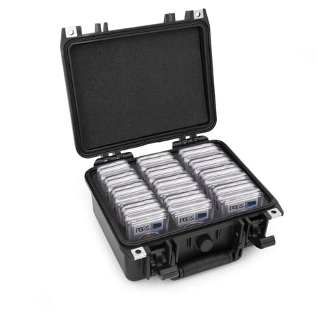 CASEMATIX Graded Coin Case Fits 40+ PCGS or NGC Coin Slabs, Waterproof Coin Storage Box with Customizable Foam for Collectors - Case Only