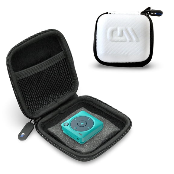 CASEMATIX Hard Shell Carry Case for Portable Music Player, Bluetooth MP3 Device Travel Case with Pocket, White