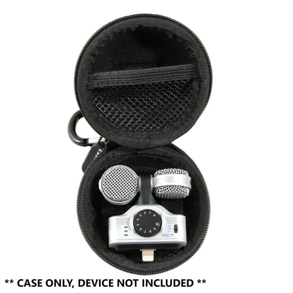 CASEMATIX Hard Shell Carrying Travel Storage Case Custom Designed to fit Zoom IQ7 , Zoom IQ6 , or Zoom IQ5 iOS Recorder