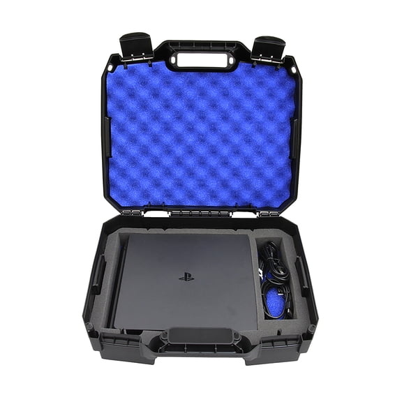 CASEMATIX Hard Travel Case Compatible with PS4 Slim Console Fits PlayStation 4 Slim 1TB, Controllers, Games & Cables