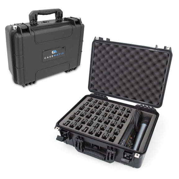 CASEMATIX Harmonica Storage Case Fits 48 Harmonicas Waterproof Harmonica Organizer with Accessory Slot