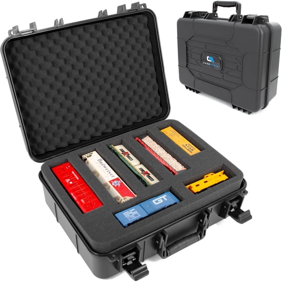CASEMATIX N Scale Model Train Storage Case Hard Shell Train Storage Box Holds 40 N Gauge Trains, Waterproof Model Trains Storage