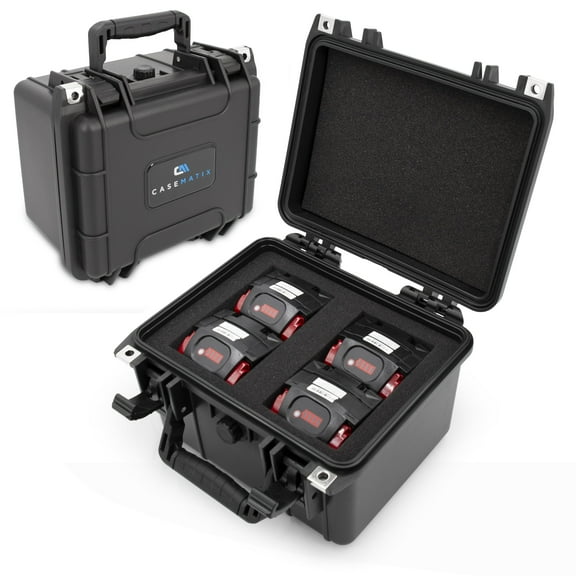 CASEMATIX Portable Drill Battery Case  IPX7 Waterproof Crushproof Hard Tool Case Fits 4 M18 Batteries,