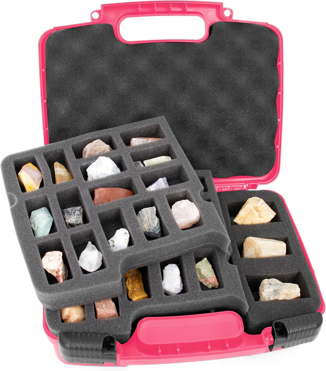 CASEMATIX Rock Collection Travel Case - 30 Slot Rock Collection Box ...