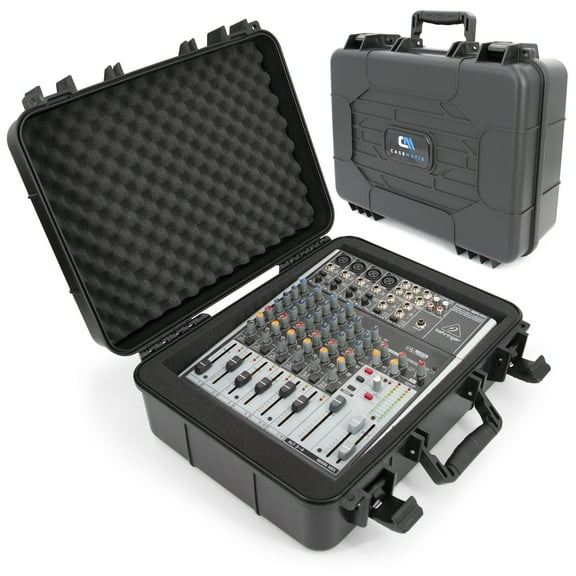 CASEMATIX 16" Hard Shell Audio Mixer Travel Case for Behringer Xenyx 1204USB, 1202FX, 802, QX1202USB and Compact DJ Controllers