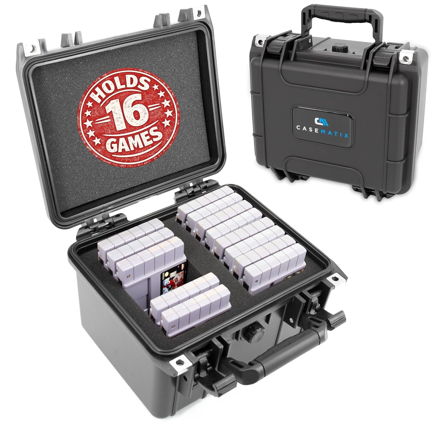 Nintendo Custom Case CASEMATIX SNES Game Storage Case Fits 16 Nintendo SNES Cartridges ...