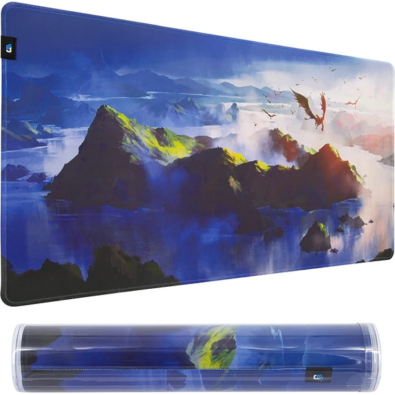 CASEMATIX TCG Playmat with Reusable Playmat Case - Premium 24" x 13.5" Card Game Mat & Compatible MTG Playmat For All TCGs with Non-Slip Rubber Backing, Stitched Edges and Carry Tube