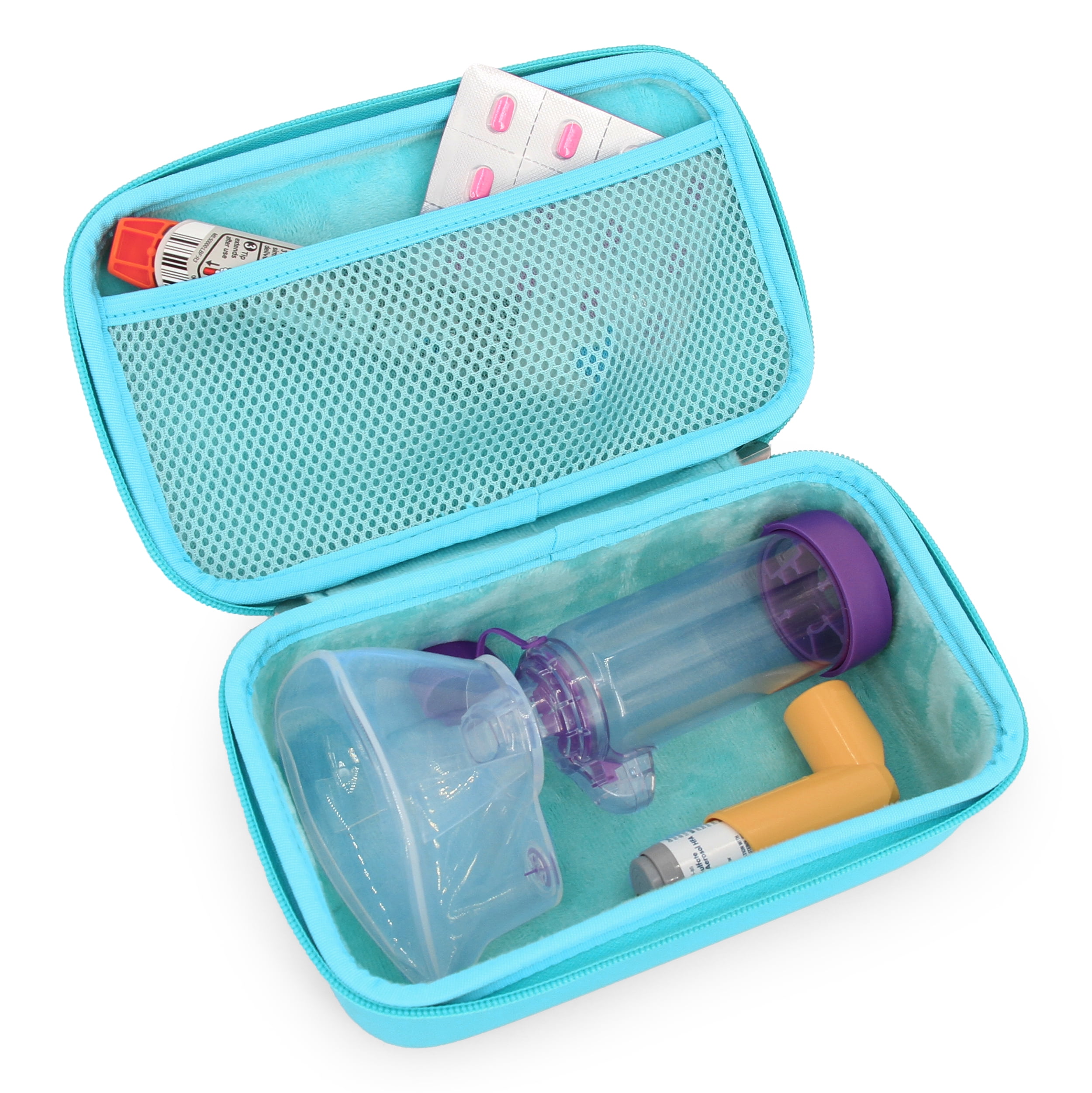 CASEMATIX Travel Case Fits Asthma Inhaler Spacer with Mask Attached