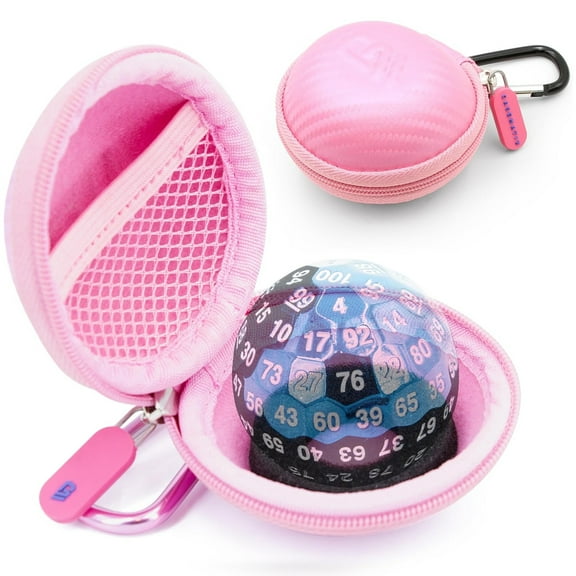 CASEMATIX Travel Case fits 100 Sided Dice & D100 Dice - 3" Compact Case fits One Hundred Sided Dice, Case Only (Pink)
