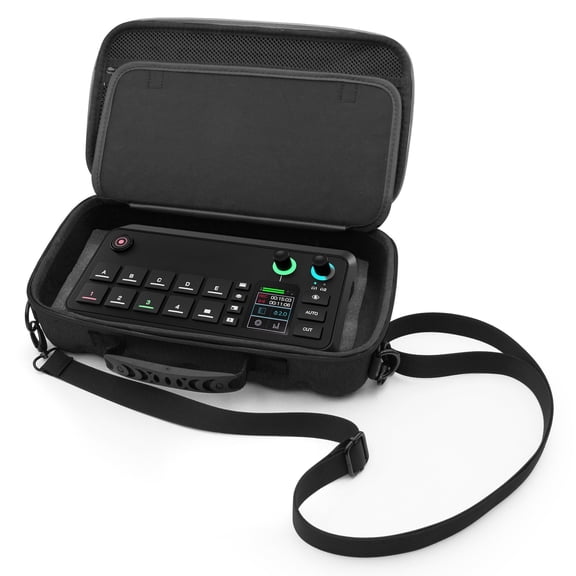CASEMATIX Hard Shell Case with Shoulder Strap, for RODE RODECaster Video S, Black