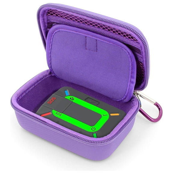 CASEMATIX Travel Case for Zoleo Satellite Communicator & Accessories - Hard Shell EVA, Wrist Strap and Carabiner, Purple