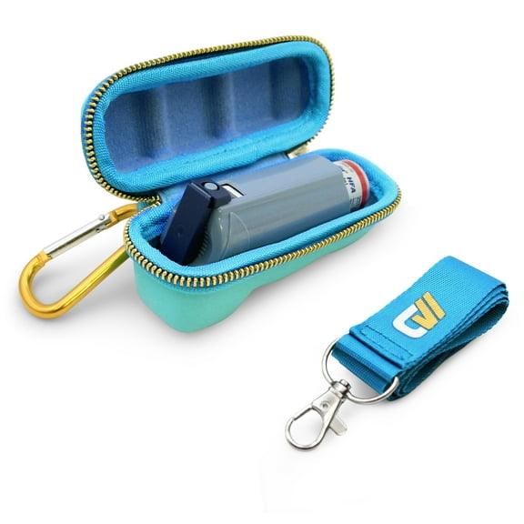 CASEMATIX Turquoise Asthma Inhaler Travel Case, Does Not Include Inhaler Medicine