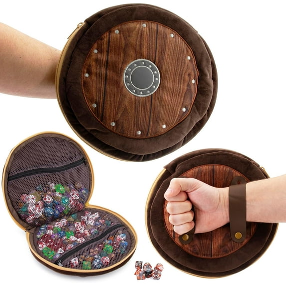 CASEMATIX Wearable Dice Case for Up To 300 Dice with 7 Included RPG Dice - 10.25" Soft Roleplaying Dice Pouch Only