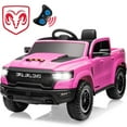 thumbnail image 1 of CASEMIOL 12V Kids Ride on Toys Truck with Remote Control, Licensed RAM 1500 Electric Car for Kids 3-5 Yrs with Key Switch, 4 Wheel Suspension, LED, Bluetooth, Music, Gift for Boys & Girls, Pink, 1 of 9