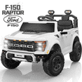 thumbnail image 1 of Conchico 24V Licensed Ford F150 Raptor Battery Powered Ride on Truck with Remote Control, 2-Seater and Rear Trunk for Toddlers Kids Ages 3-8 Gift, White, 1 of 9