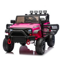 CASEMIOL 24V Kids Ride On Car Truck w/ Remote Control & 2 Seater, 400W Electric Battery Powered Ride on Toys w/ Spring Suspension, 2 Speeds, Bluetooth, MP3, LED Lights Gift for Girl Boy, Pink
