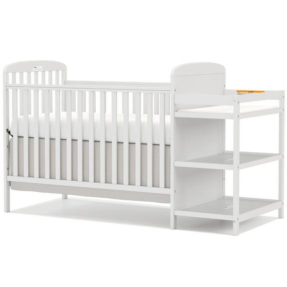 CASEMIOL Baby Crib with Changing Table 3 in 1, New Zealand Pinewood Cribs Convertible to Toddler Daybed Bed, Non-Toxic Finish, Easy to Assemble, White