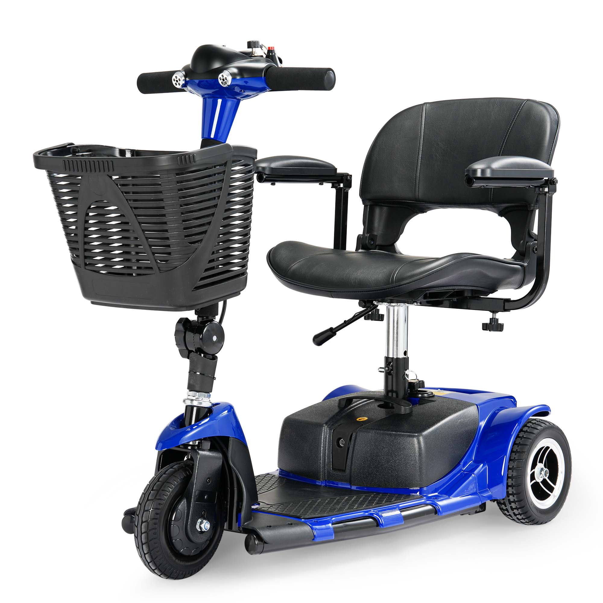CASEMIOL 3 Wheel Mobility Scooter for Seniors, Portable Folding Wheelchair Device with LED Lights, Durable Heavy Duty Motorized Scooter for Adults, 265 lbs Capacity, Blue