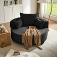 thumbnail image 1 of CASEMIOL 360° Swivel Accent Chair for Living Room, Modern Accent Chairs with 3 Removable Pillows, Round Barrel Sofa Chair with 36.5" Seat Depth, Comfy Reading Chair, Black, 1 of 10