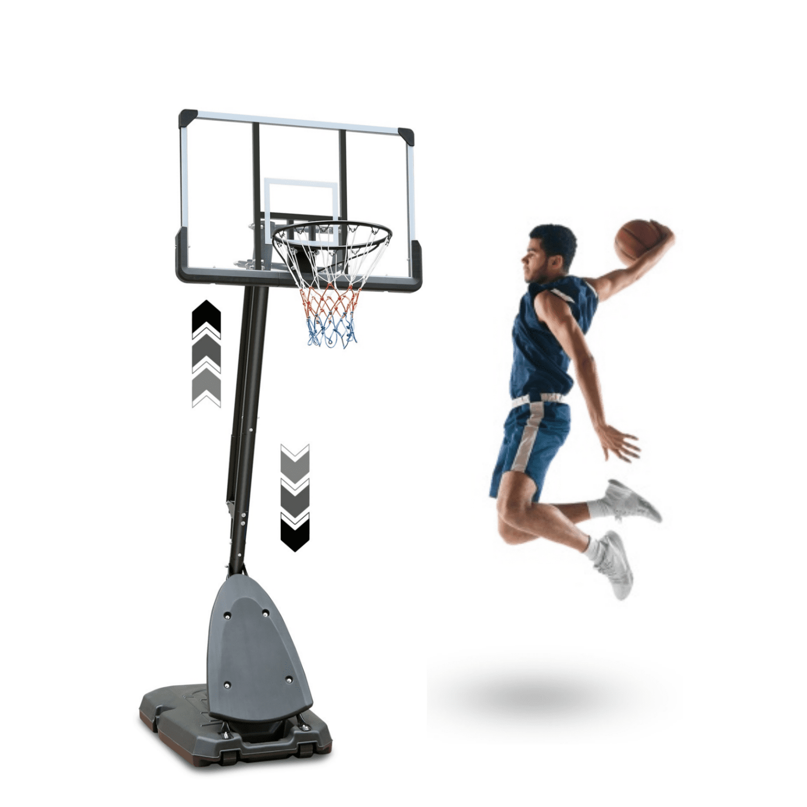 CASEMIOL 44 inch Outdoor Basketball Hoop Stand for Adults, 7.5FT-10FT ...