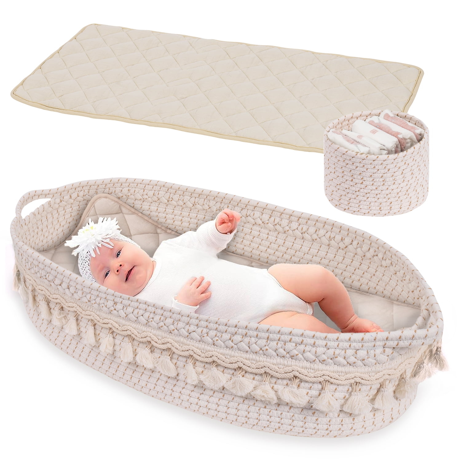 CASEMIOL Baby Changing Basket with Pad,Diaper Changing Basket Bohemia