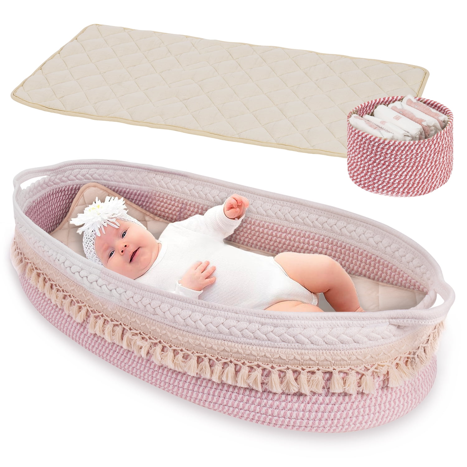 CASEMIOL Baby Changing Basket with Pad,Diaper Changing Basket Bohemia