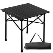 CASEMIOL Folding Camping Table, Outdoor Dining Table, Portable Roll up Table w/Carrying Bag, Foldable Aluminum Table for Picnic, Grill, Fishing, Beach, 220 lbs Capacity, 2-4 People