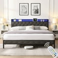 thumbnail image 1 of CASEMIOL King Bed Frame with Storage Headboard, Charging Station, and LED Lights, Noise-Free, No Box Spring Needed, 77.8"W Bedroom Modern Platform Bed Frame Holds 1300 Pounds- Gray, 1 of 8