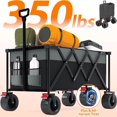 thumbnail image 1 of CASEMIOL Large Beach Wagon Cart Foldable, 350 lbs Capacity Collapsible Garden Cart, Folding Shopping Cart with Wheels and Cup Holder for Sports, Shopping, Camping, Portable, Black, 1 of 9