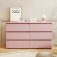 thumbnail image 1 of CASEMIOL Wood Dresser, 6 Drawer Wide Storage Chest for Bedroom,Pink, 1 of 6