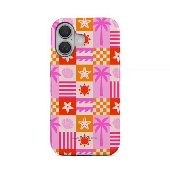 CASETEROID Tough Case for iPhone 16  Dual-Layer Protection, Shockproof [Compatible with MagSafe]  Seaside Shuffle Case