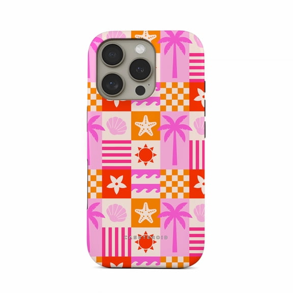 CASETEROID Tough Case for iPhone 16 Pro  Dual-Layer Protection, Shockproof [Compatible with MagSafe]  Seaside Shuffle Case