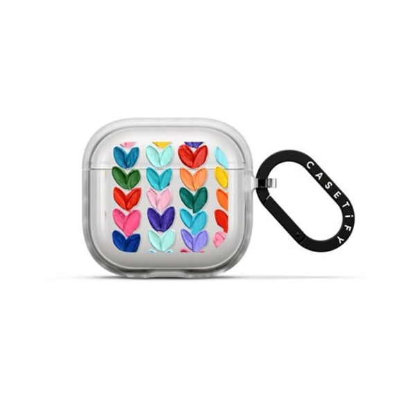 CASETiFY Impact Airpods (4th Gen) Case with Ring - Clear Polka Daub Hearts - Frost Y201