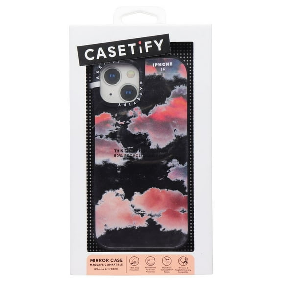 CASETiFY Mirror Case for MagSafe for iPhone 15 - Clouds Red (Clear Black)
