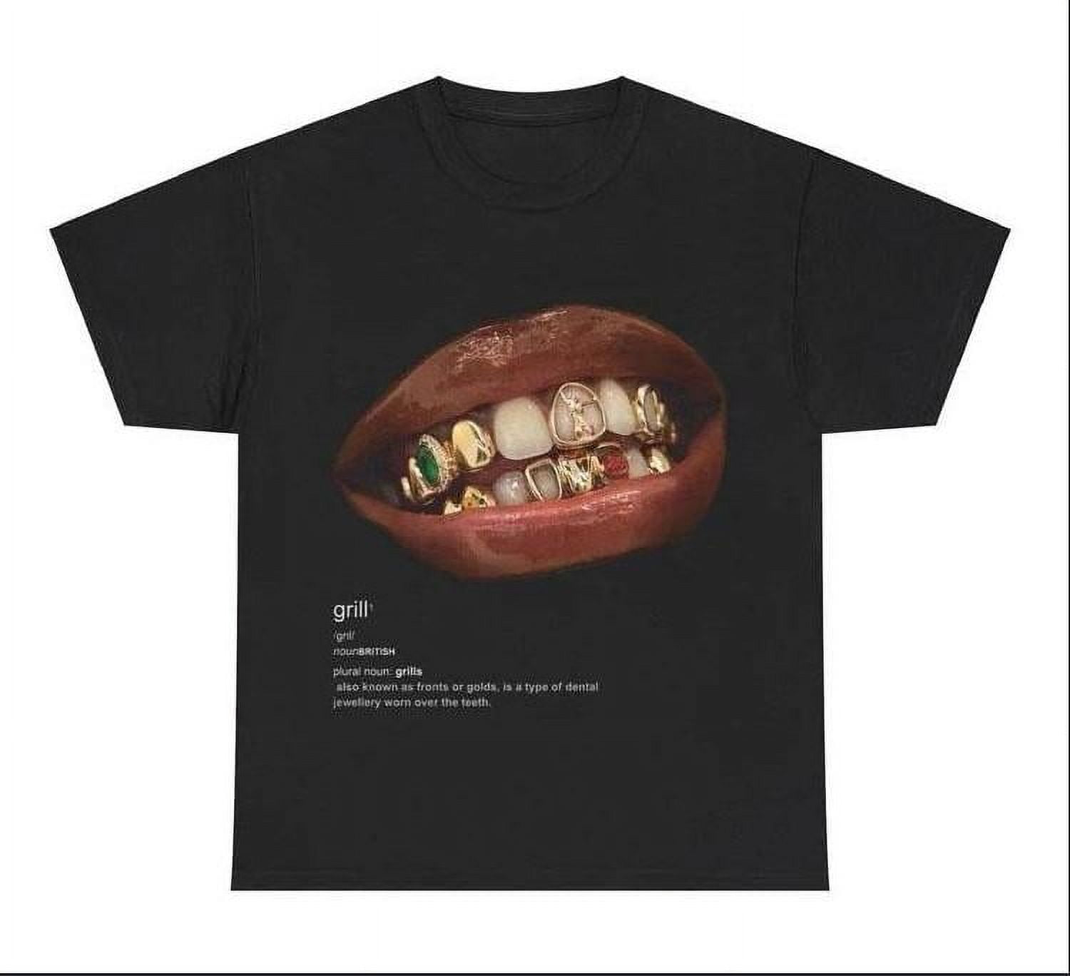 ‘CASH 4 GRILLZ’ BLACK Cotton Fabric T Unisex Comfort Tee T Shirt, Color
